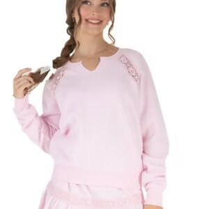 Treasures by Shabby Chic Women's Fleece Sweatshirt Floral Lace Trim Sweatshirt
